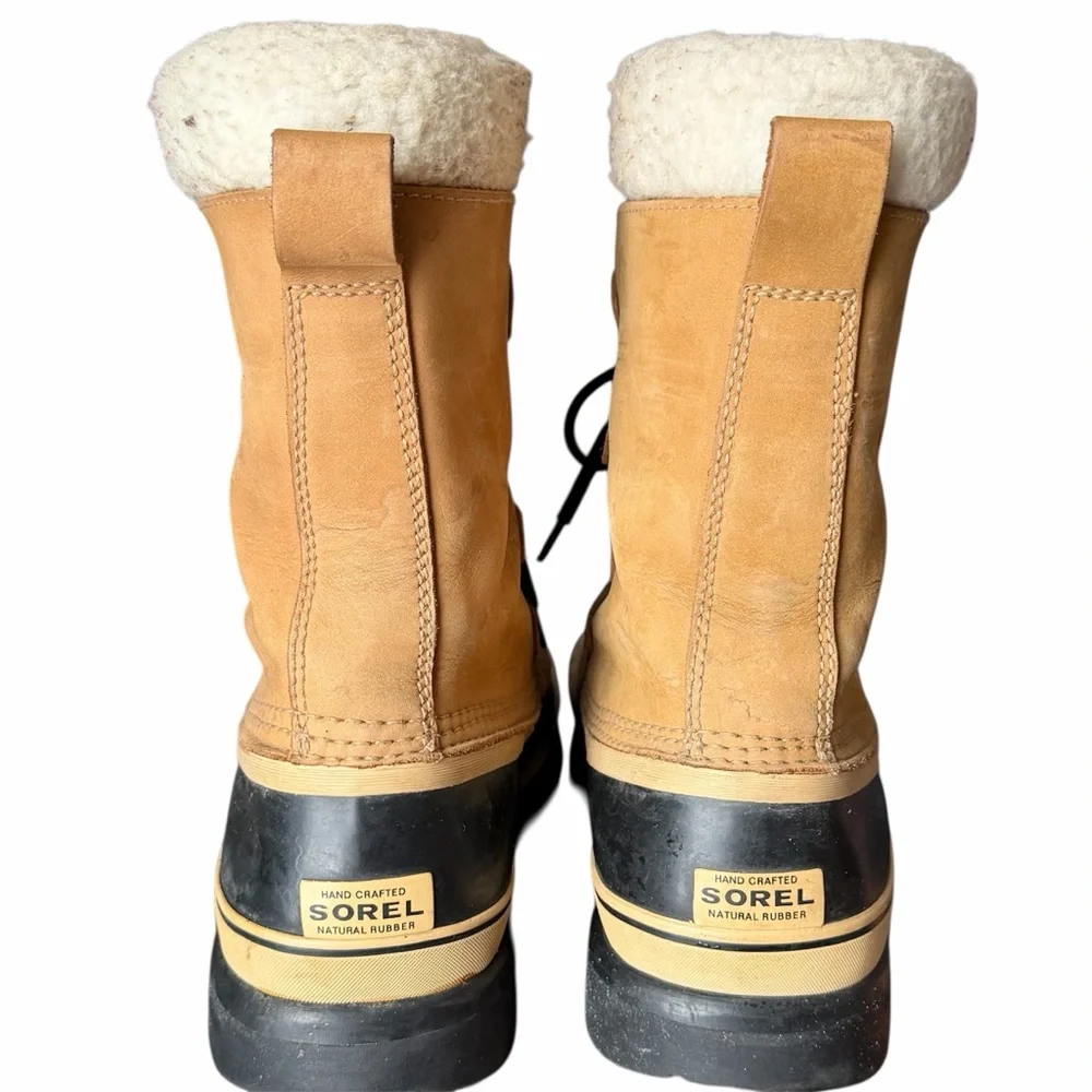 SOREL Men’s Caribou Waterproof Snow Boots Sz 9 Tan/Black